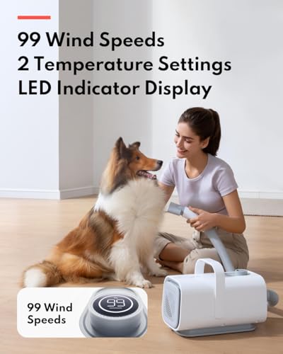 HomeRunPet Dog Dryer for Grooming, Ultra Quiet Dog Blow Dryer High-Velocity Dog Hair Dryer with 99 S