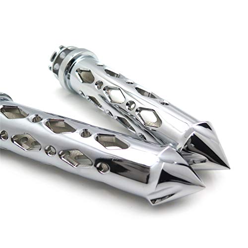 Httmt Trhb121-22- Chromed Hollowed-Out Spike Grip 7/8" Bars Cnc Compatible With Kawasaki Handlebars Sport Bikes #TOP6