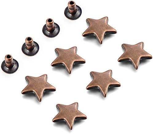 100 Sets 12MM Antique Copper Star Rivets for Leather Star Rivet Studs Garment Rivets Leather Rivets Studs and Spikes for Leather Craft Clothing Bags Belts Dog Collar Shoes DIY Accessories 15/32 Inch