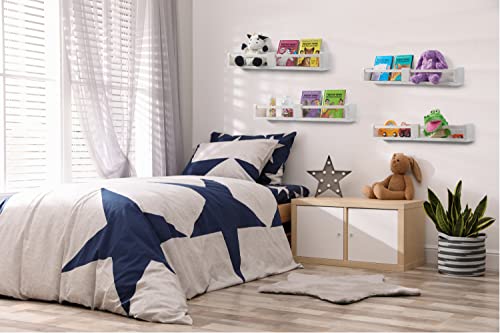 Bluewest Nursery Shelves, Wooden Nursery Bookshelf, Nursery Floating Book Shelves Wall Mounted Decor For Kids, Children's Comic Books Toy Photo Storage Organizer, Wall Shelves For Bathroom (4, White) #TOP3