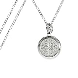 Dije De Plata Medalla San Benito Forma Circular Con Cadena De Plata Calibre 40 Y 45 Cm De Largo Ideal Para Regalar En Boda...