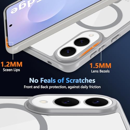 Image of DIZORO Compatible Samsung S25 5g Case,Compatible with MagSafe, Non Yellow Military-Grade Drop Protection & Hard PC Back Cover Slim Transparent Anti-Scratch Shockproof Phone Case -Titanium Grey