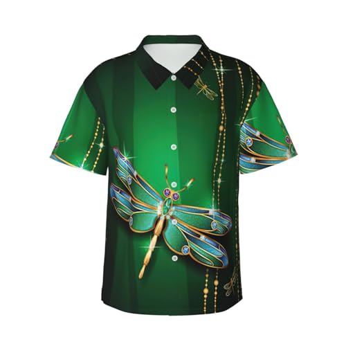 Chemise hawaïenne libellule manches courtes homme avec poche vêtement été S-3XL