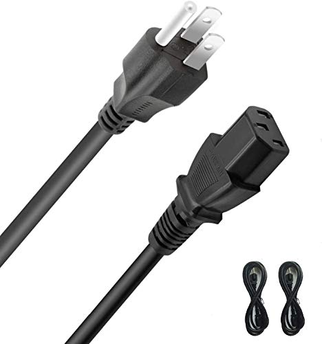 DTK 10 ft / 3.05M IEC 60320 3 Prong C13 Power Cord NEMA 5-15P to IEC-320-C13 Power Cable for PC,AC Adapter,Laptop, Monitor, Projector, Black Color 2 Pack