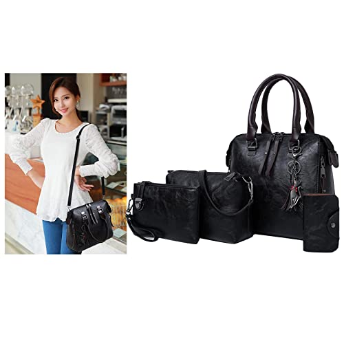 Tachiuwa 4 Peças Femininas Grandes Bolsas de Couro PU Alças Superiores Femininas Bolsa Mensageiro, P