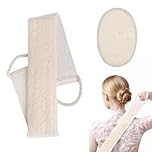 Loofah Back Scrubber 2 PCS – Long Bath Scrubber Strap 80cm with Loofah Pad 16x11cm – Dual-Sided Shower Sponge for Back and Body Cleansing – Bath Exfoliating Set for Men and Women