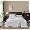 EVERLY Linen Sheets Set King Size,100% French Stonewash Pure Linen Sheets Set,4Pieces (1Flat Sheet,1Fitted Sheet,2Pillowcase) Suitable for Hot Sleepers,Deep Pocket Natural Bedding Set-White-King
