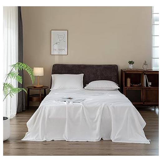 EVERLY Linen King Size Sheets Set, 100% Stonewashed French Linen Bed Sheets Deep Pocket Sheets, 4 Pieces (1 Flat Sheet, 1 Fitted Sheet, 2 Pillowcases) Natural Flax Bedding Set, White