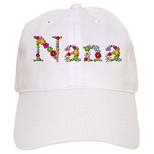 CafePress Nana Bright Flowers Unique Adjustable Baseball Hat White