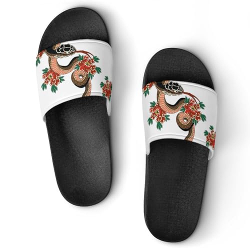Chaussons de maison slide femme fleur de serpent sandales de bain d'été antidérapantes