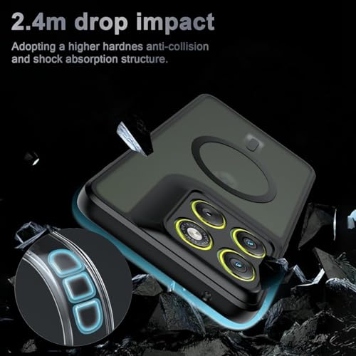 Image of Magnetic Case for Moto Edge 70 /X70 Air Case [Compatible with Magsafe Accessory] Translucent Matte Back Shockproof Protective Phone Case, Matte Black