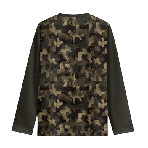 Boys Long Sleeve Camo Print Tees Shirts Little Kids Lightweight Soft Breathable Graphic Top Shirts Size 3-16T3