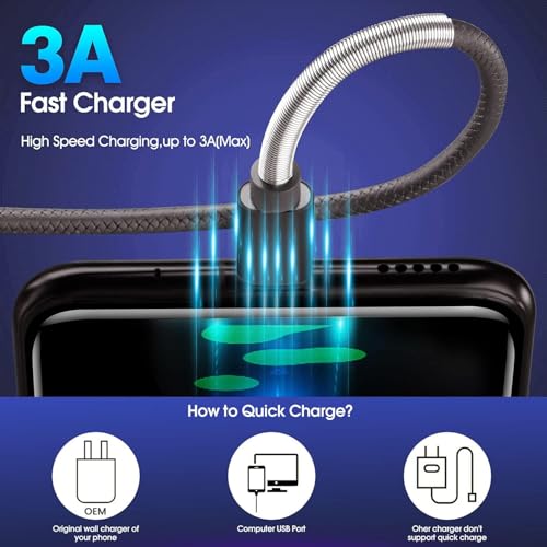 Image of [5Pack 3ft] Compatible with Samsung Galaxy S9 S10 S8 Plus Charger Cord(3A Fast Charging), TPE USB C Type Charger Cable,USB A to Type C Replacement for Samsung A32 /A12 /A10e /A20 /A51 20 /9 /8,LG-SkayGray