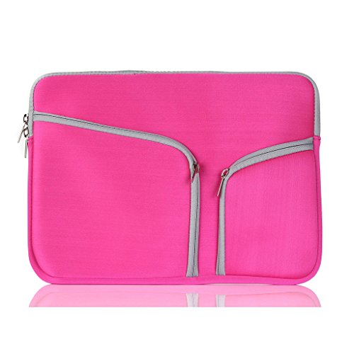 UESWILL Neoprene Soft Sleeve Bag Briefcase for 15 inch MacBook Pro/and Laptop up to 15.4 inch Ultrabook Chromebook Notebook Netbook Computer Tablet + Microfibre Cleaning Cloth,(Hot Pink)