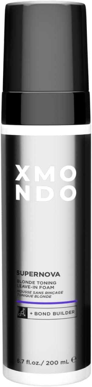 XMONDO Hair Supernova Blonde Toning Leave-In Foam, Vegan Formula Hair Toner Foam for Reducing Brassy and Yellow Tones on Blonde, Highlighted, and Gray Colors, 6.7 Fl. Oz