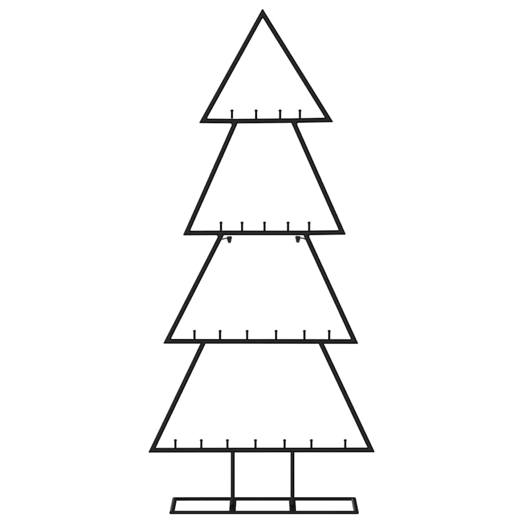 Albero di Natale in metallo, nero, 125 cm, con 22 ganci, in acciaio verniciato a polvere, pieghevole e salvaspazio, ideale per soggiorno, balcone, ufficio, decorazione natalizia per interni