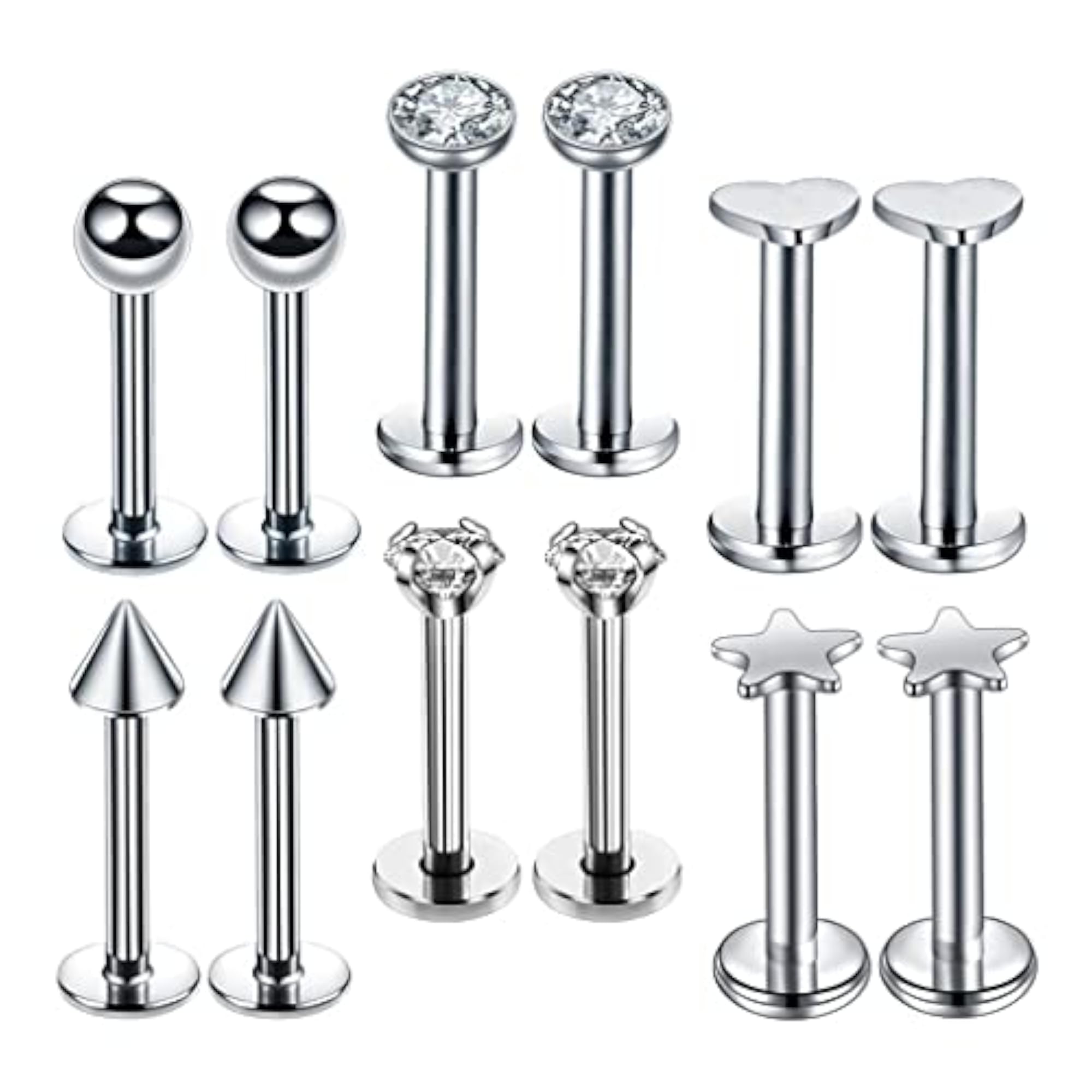 16G Steel Lip Bar Labret Lip Rings Tragus Stud