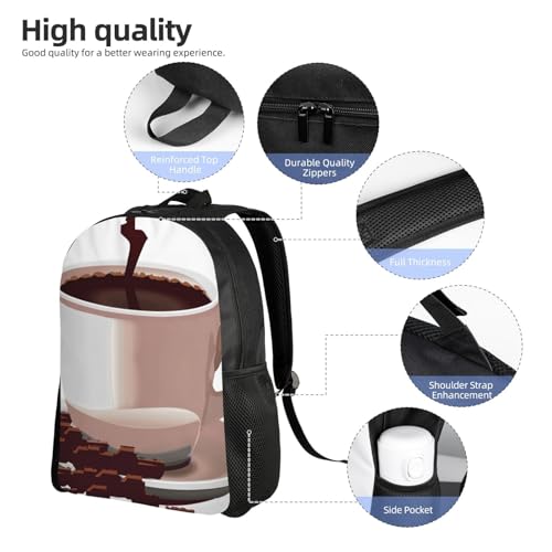Sac à dos ordinateur portable 15 pouces anti-choc imprimé café - 5