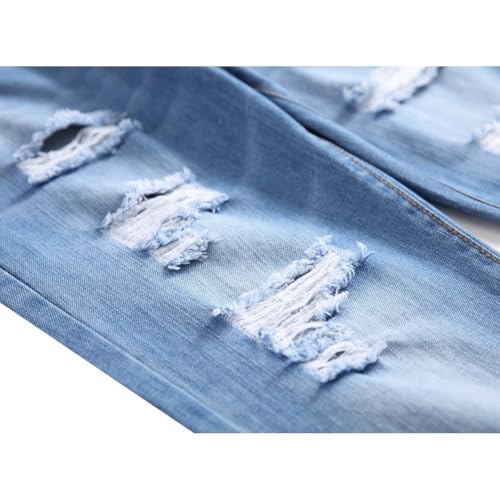 Men's Slim Fit Jeans Stretch Destroyed Ripped Skinny Jeans, Jeans Slim Fit Ripped Straight Leg Distressed Fashion Denim Pants4