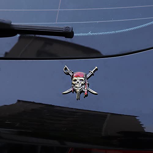 CARRUN 2X Skull Buccaneers Automobile Emblem Metal Badge Sticker Car Side Rear Front Hood Trunk Door Fender Bumper Metal Badge 3D Decal Sticker (Bronze)