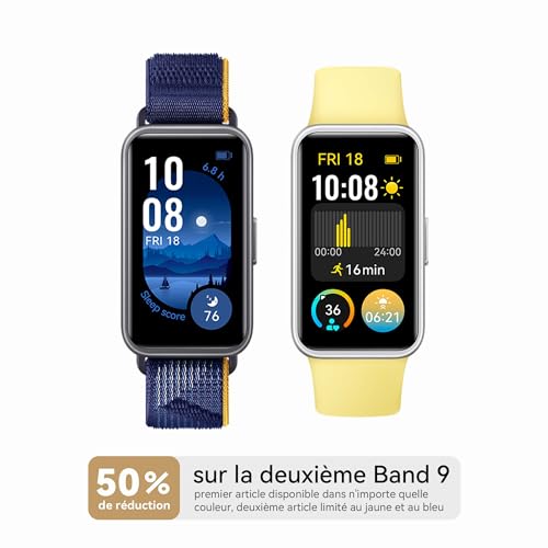 HUAWEI Band 9, Bracelets Montre Connectée, iOS & Android, TruSleep 4.0 Surveillance Scientifique du Sommeil, 14 Jours d'utilisation maximale, 100 Modes d'entraînement, Noir fluoroélastomère