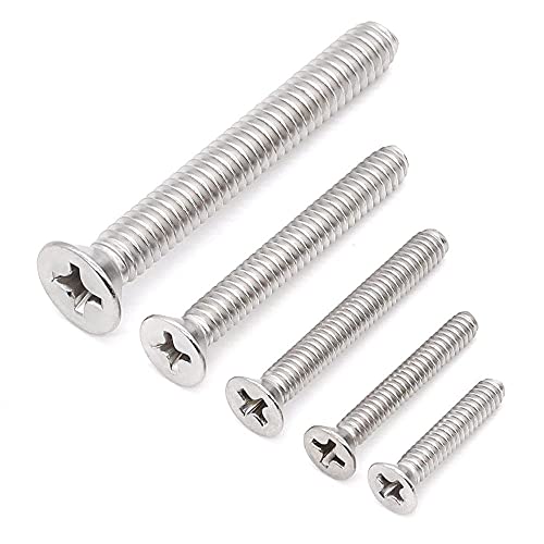Glvaner GVN23014-200 #4-40 X 3/8 Inch (200 Pcs) Flat Head Outlet Screws Machine Screws, 18/8 Stainless Steel 304 Flat Head Device Mounting Screws, Phillips Drive Cross Head Electrical Outlet Screws, Fully Threaded thumb #2