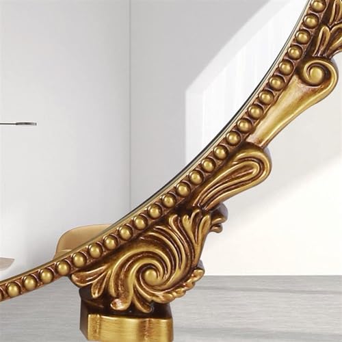 Miroir rétro circulaire sculpté main or antique décoratif