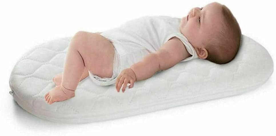 Moses Basket Mattress Baby Toddler Pram Oval Shaped Mattresses Waterproof Quilted Cover Breathable Easy to Fit Extra Thick Foam Round Corners Baskets Bassinet Cribs (80x39x4)