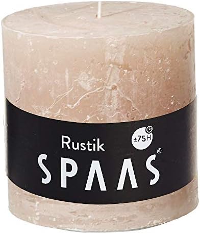 Spaas Rustic Unscented Pillar Candle 100/100 mm, ± 75 Hours, Red