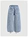 WDIRARA Toddler Girl's Rhinestone Baggy Jeans Asymmetrical Waist Straight Leg Denim Pants Medium Wash 4Y