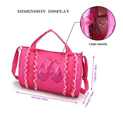Sehxim Cute Ballet Dance Backpack Tutu Dress Dance Bag Dance Bag For Girls Waterproof Small Duffle Bag For Kids Ballet Bags For Girl (Rosy Red) #TOP1