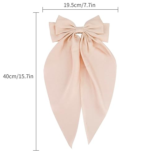 Miniatura 6 de Exacoo Lazos para el cabello, 2 lazos grandes de satén sedoso para el cabello para mujeres, cintas de pelo de gran tamaño, cola larga, lazo para el