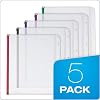 Cardinal Plastic Zippered Binder Pockets, 3-Hole Punched, Fits Full Letter Size 8-1/2 x 11 Sheets, Clear with Multicolor Zippers, 5-Pack (14650)