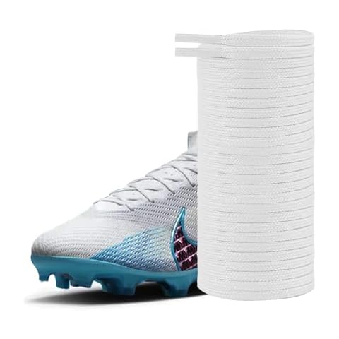 UamGlsob 5/32''(4mm) Soccer Shoe Laces for Soccer Shoes,Thin Flat Shoelaces Replacement Strings for Football Sneakers (White, 47"/120cm) Cover