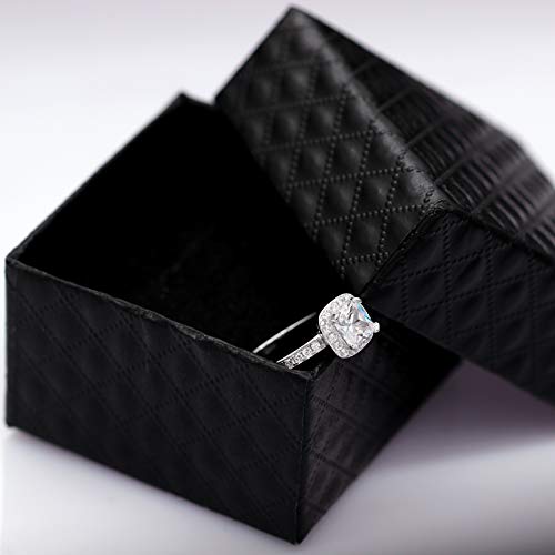 Uloveido Unique Princess Cut Simulated Diamond Square Cz Crystal Halo Promise Rings For Her White Gold Plated Wedding Band Women (Platinum Color, Size 8) Kr002 #TOP7