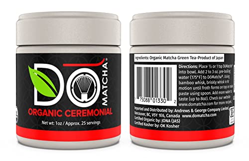 Domatcha - Organic Ceremonial Green Tea Matcha Powder, Natural Source Of Antioxidants, Caffeine, And L-Theanine, Promotes Focus And Relaxation, Kosher, 25 Servings (1 Oz) #TOP4