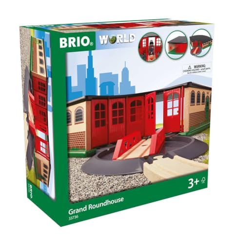 BRIO World - 33736 Grand Roundhouse - Ultimate Train Set Accessory - Accommodates 5 Trains - Rotating Switch Turntable - Compatible with All BRIO Railway Toys - Perfect for Kids Ages 3+ by BRIO - Image 4
