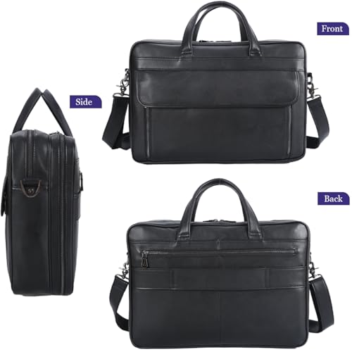 STAR VISTA Sforza Large 18" Laptop Messenger Bag, Leather Briefcase for Men, Business Travel, YKK Zippers and Brass Hardware3