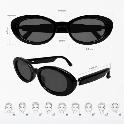 Image of AI Smart Glasses, Fashion Bluetooth Sunglasses Cat Eye Frame Thin Temples