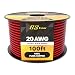 20 Gauge (AWG American Wire Ga) 99.9% OFC Stranded Oxygen Free Copper 100' Red & 100' Black Bonded Zip Cord Power Speaker Cable for Car Audio Home Stereo LED Light (Also Available in 50 & 200ft Roll)