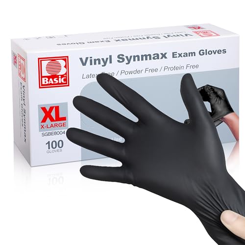 Oh! Trendy Black Disposable Medical Black Vinyl Exam Gloves Industrial Gloves- Latex-Free & Powder-Free 100PCS (BK-XLarge)