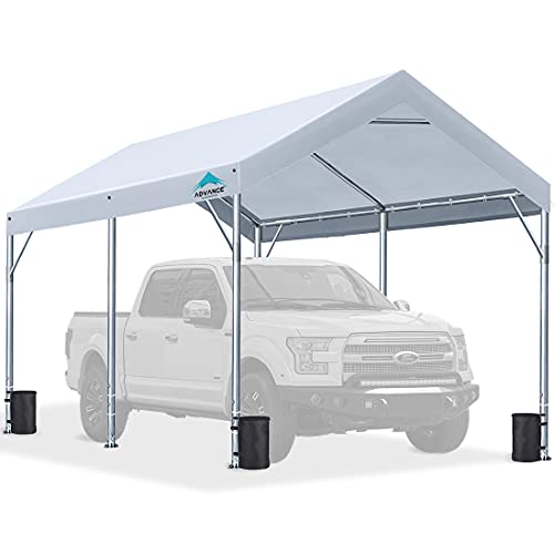 ADVANCE OUTDOOR 10x20 ft Carport Heavy Duty Car Canopy Garage Party Tent Outdoor Portable Boat Shelter, Adjustable Height from 9.5 ft to 11 ft, White