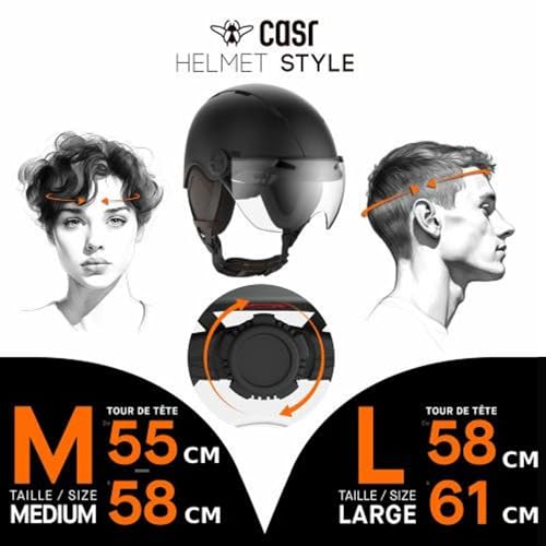 CASR Style - Urbaner Lifestyle-Helm für Fahrrad & E-Scooter - Transparentes Visier & Abnehmbare Ohrpolster - Optimaler Komfort für Damen & Herren - Schwarz Metallic - Größe M