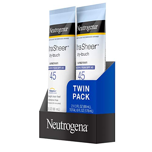Neutrogena Ultra Sheer Dry-Touch Water Resistant And Non-Greasy Sunscreen Lotion With Broad Spectrum Spf 45, Tsa-Compliant Travel Size, 3 Fl Oz, Pack Of 2, 6 Fl Oz #TOP4