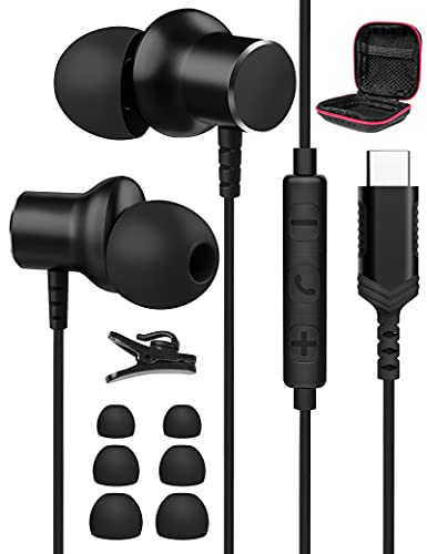 USB C Headphones for Samsung Note 20, APETOO Type C Earphones with Mic Volume Control Magnetic Earbuds Noise Cancelling Stereo Headset for iPad Pro Galaxy S21 Ultra S20 FE Pixel 5 4 3 XL OnePlus 9 8