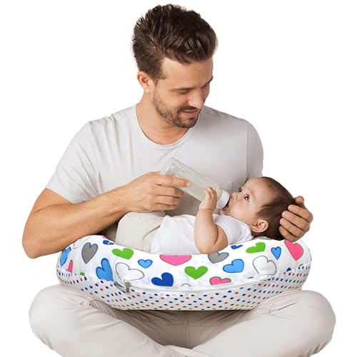 VParents Multipurpose Baby Feeding Nursing Cum Maternity Pillow for New Born Cotton, Recommended for Maternity, Nursing, Medical Daisy (Blue) 110250