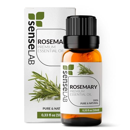 SenseLAB Aceite Esencial de Romero - Aceite de Romero Natural 100% Puro de Grado Terapéutico para Difusor de Aromaterapia - Aceite para el Cuidado del Cabello y la Piel (10 ml)