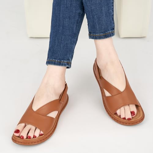 Aomigoct Dressy Sandals for Women Summer: Comfortable Casual Dress Flats Sandal 2025 - Ladies Fashion Ankle Strap Walking Shoes2