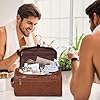 Leather Toiletry Bag for Men, Dark Brown Wash Bag for Travel, Gym & Shaving, Dry & Wet Separation with 3 Compartments - Perfect Men's Washbag #4