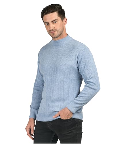 Image of Men Woolen Round Neck Solid Striped Design Pullover Heavy Rainbow Fabric Winter Wear Pure Wool Cardigan for Men Fully Warm Pullover Free Sizes